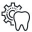 Animated tooth with gear icon